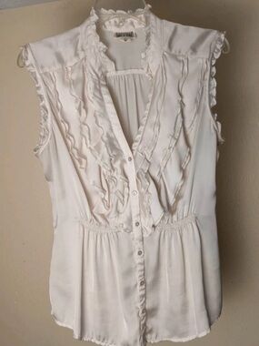 Converse Ivory Ruffle Button-Down Sleeveless Top